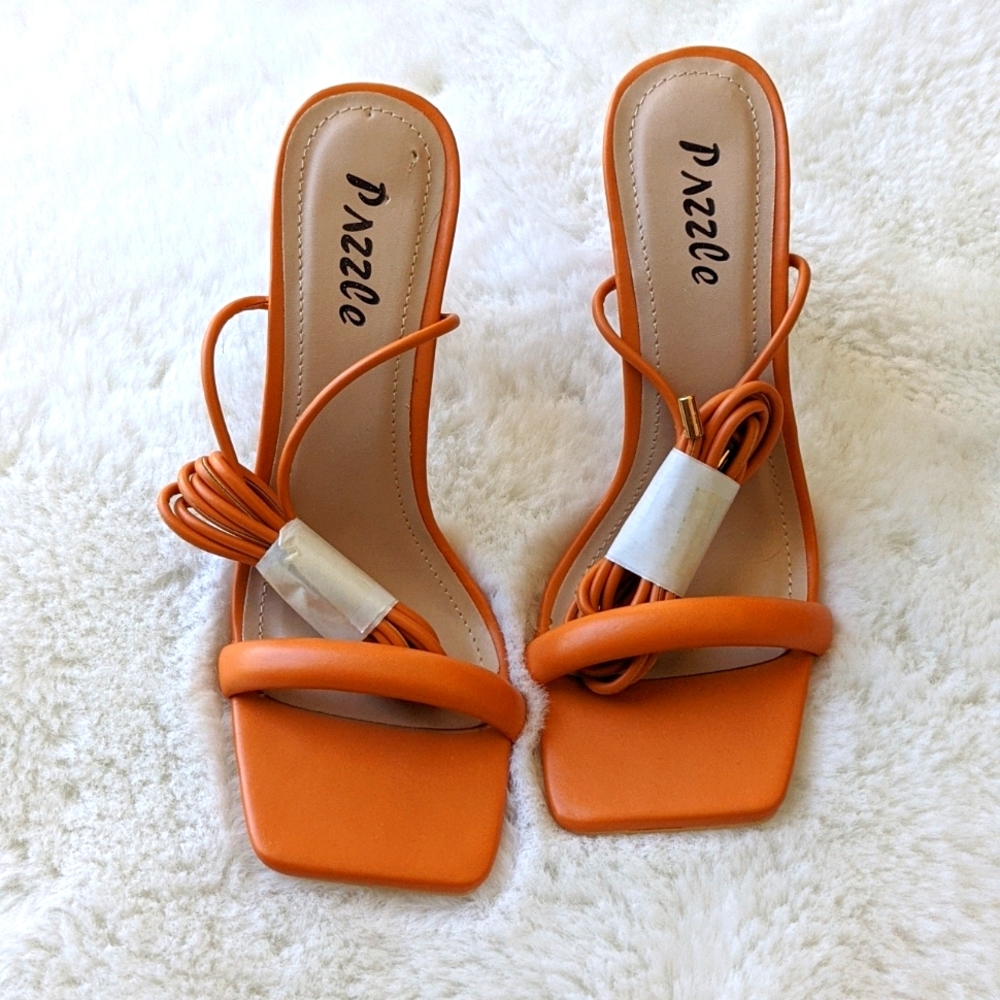 Orange Lace Up Heel New NWT Size 7